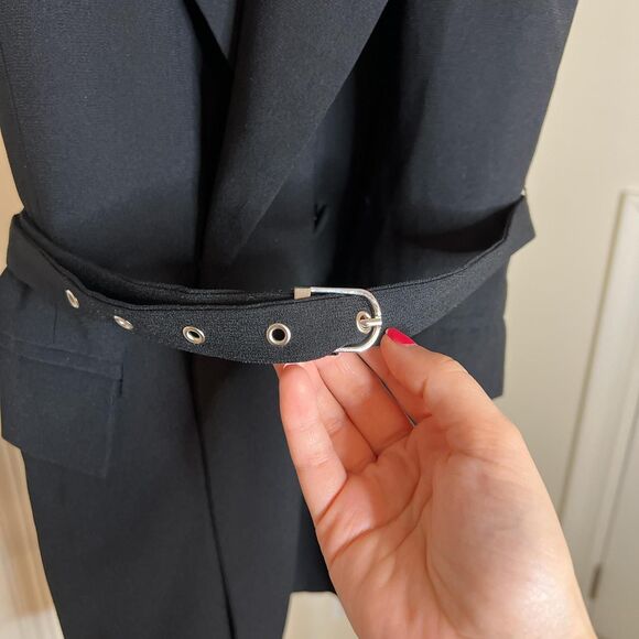 Forever 21 black sleeveless blazer long line vest with belt - Picture 2 of 3